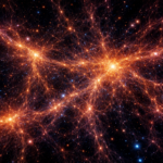 Large scale structure of the universe showing the cosmic web of galaxies formed from early quantum fluctuations.