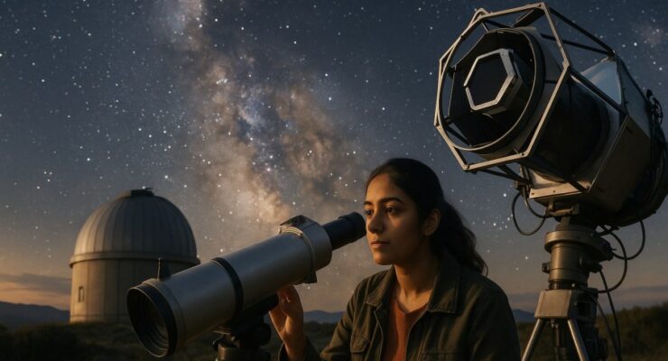 Person working on a computer while addressing Nancy Grace Roman Space Telescope