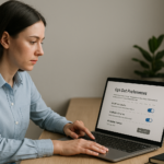 A person reviewing privacy and cookie settings on a laptop, representing user control over data and opt-out preferences.