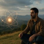 Person working on a computer while addressing quantum consciousness