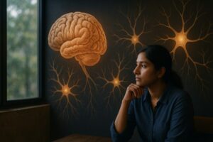 Person working on a computer while addressing regenerative astrocytes