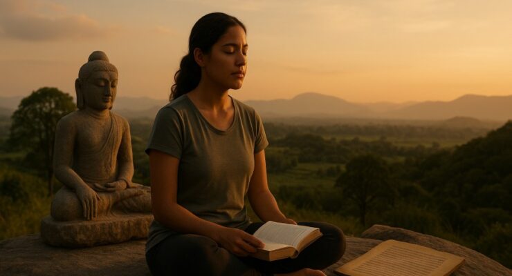 Person working on a computer while addressing samadhi meaning