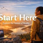 A diverse woman standing at sunrise overlooking a landscape, symbolizing a fresh start in exploring consciousness, reality, and the Species Universe framework.