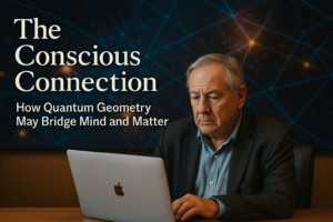 A thoughtful researcher exploring quantum consciousness, symbolizing the connection between mind, spacetime geometry, and Orch OR theory