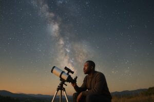 Person working on a computer while addressing cosmic acceleration