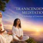 Maharishi Mahesh Yogi with a Transcendental Meditation practitioner experiencing effortless transcending toward pure consciousness
