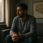 Person working on a computer while addressing male intimate partner violence survivors